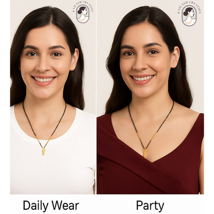 South Indian Traditional Gold-Plated Black Beads Mangalsutra for Women