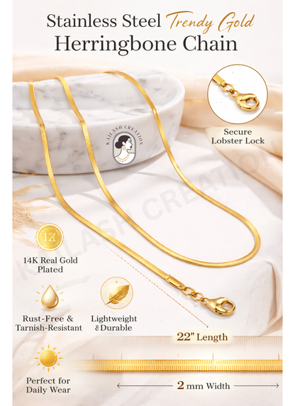 14K Gold Plated Snake Chain Necklace for Women & Men