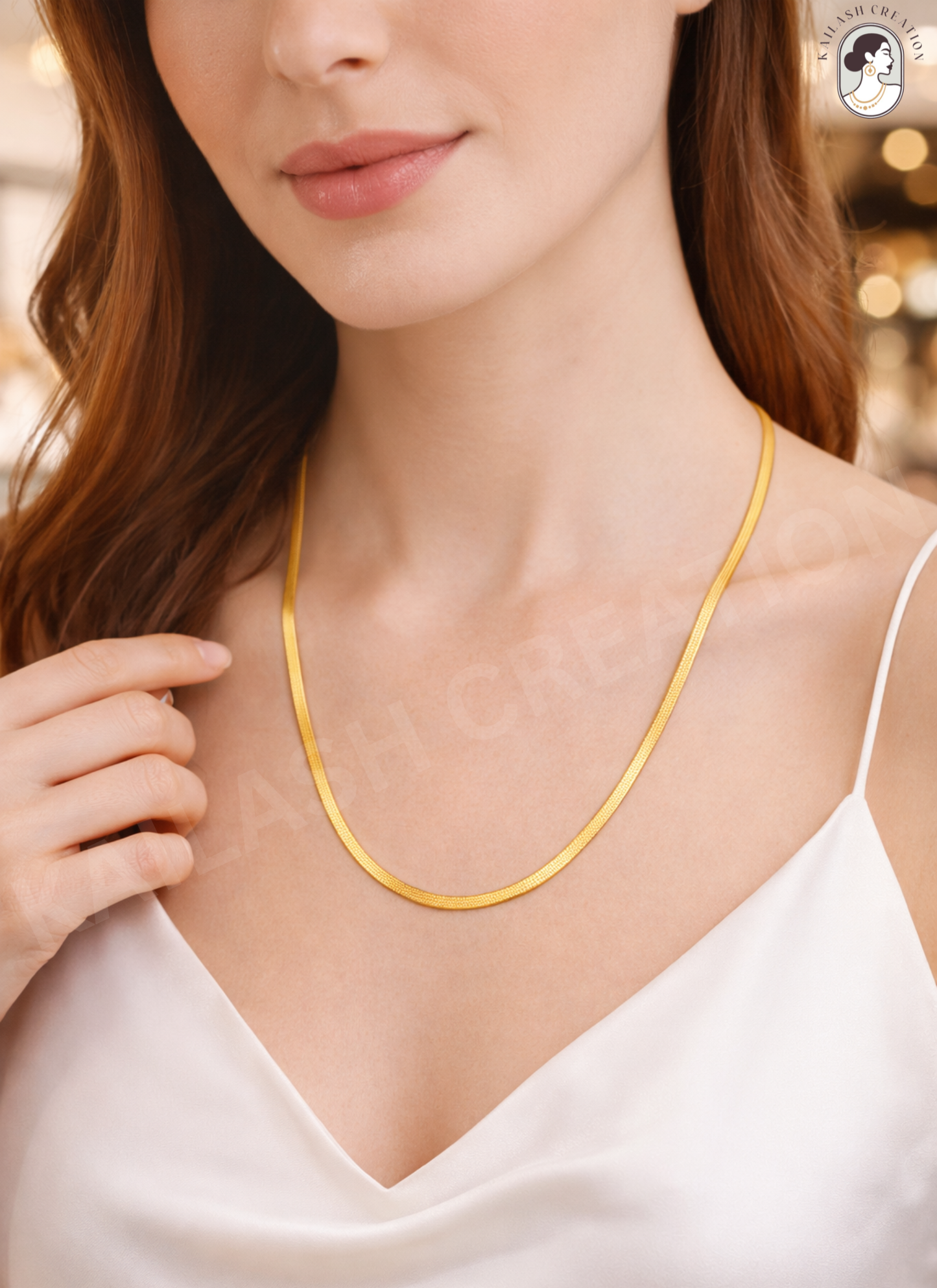 14K Gold Plated Snake Chain Necklace for Women & Men