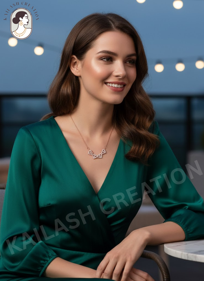 Rose Gold 2-in-1 Magnetic Clover Pendant Necklace with 4 Heart Design