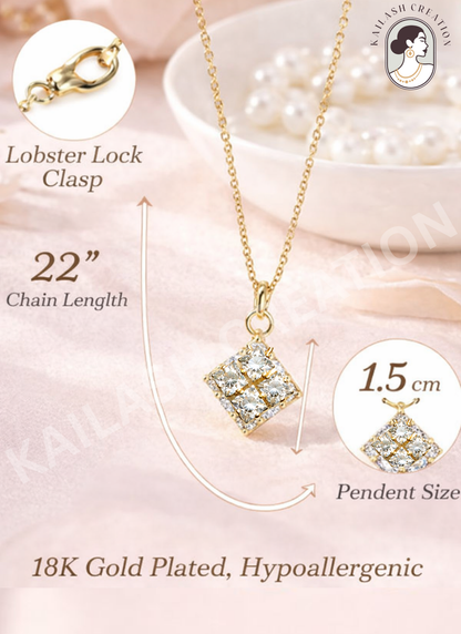 Royal Shine Crystal 18K Gold Plated AD Pendant for Women & Girls Stylish