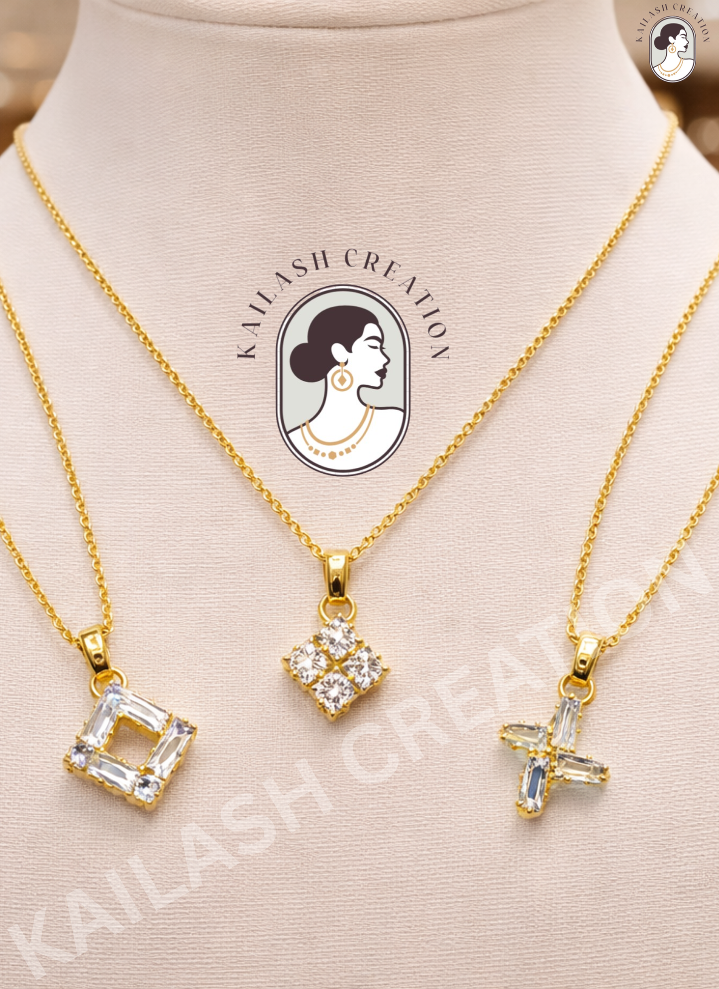 Royal Shine Crystal 18K Gold Plated AD Pendant for Women & Girls Stylish