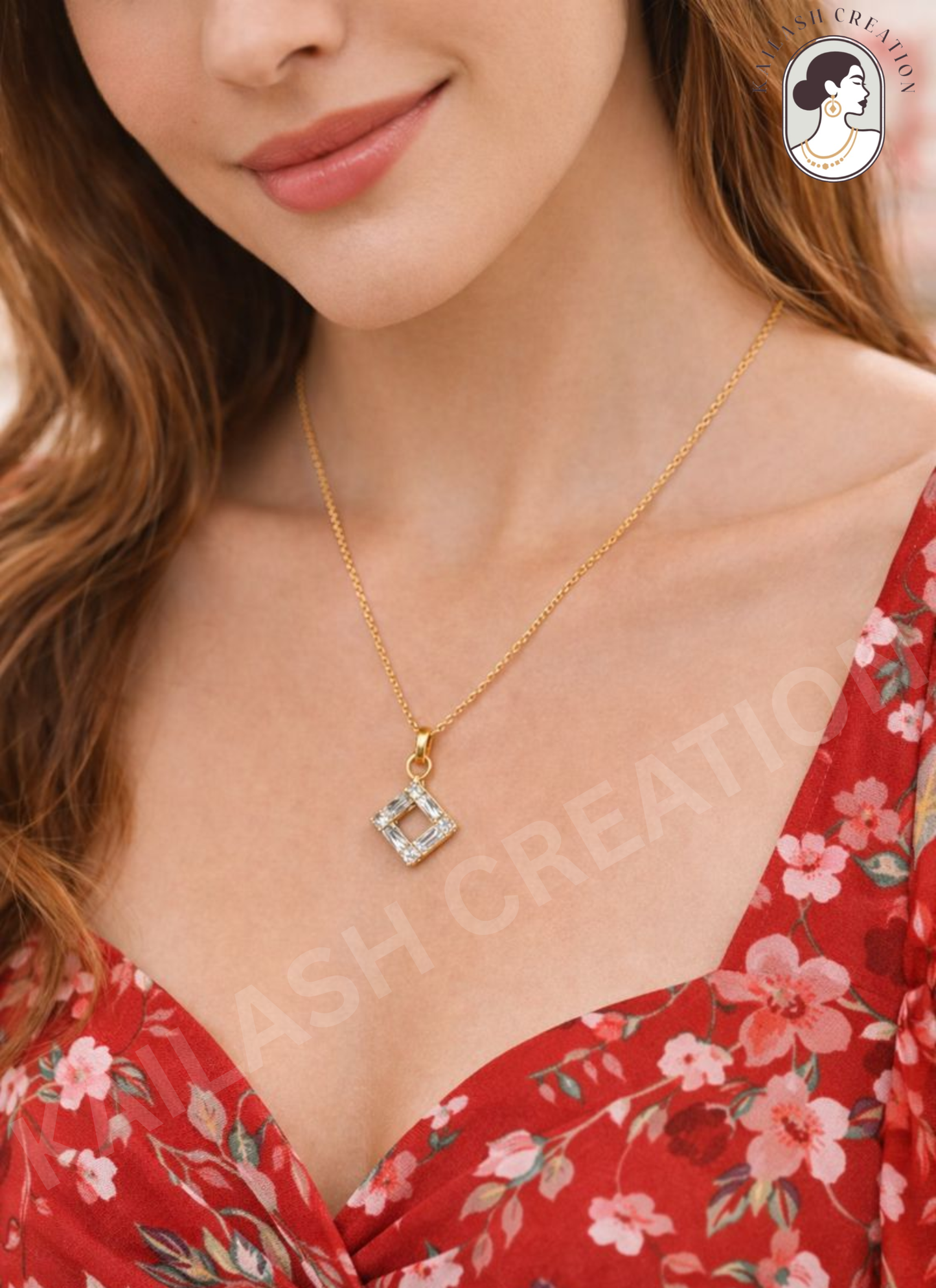 Divine Spark 18K Gold Plated AD Pendant for Women & Girls Stylish