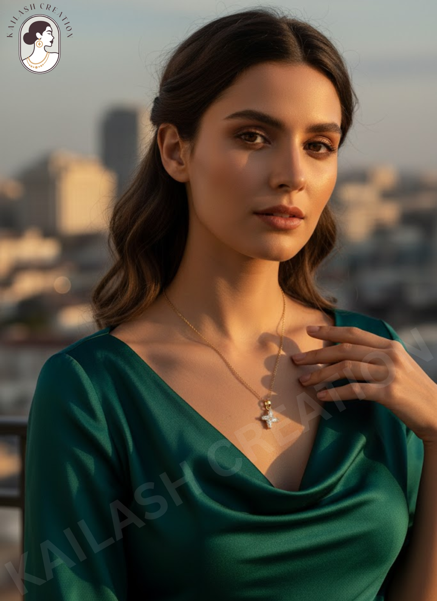 Divine Spark 18K Gold Plated AD Pendant for Women & Girls Stylish