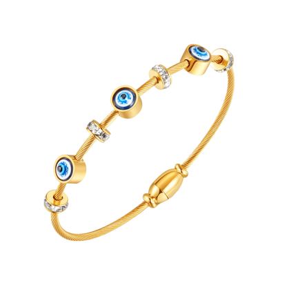 Anti Tarnish 18K Gold Plated Evil Eye Bracelet for Women and Girls
