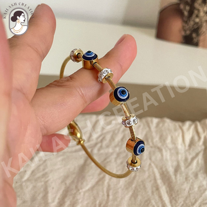 Anti Tarnish 18K Gold Plated Evil Eye Bracelet for Women and Girls