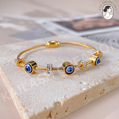 Anti Tarnish 18K Gold Plated Evil Eye Bracelet for Women and Girls