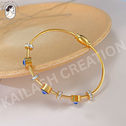 Anti Tarnish 18K Gold Plated Evil Eye Bracelet for Women and Girls