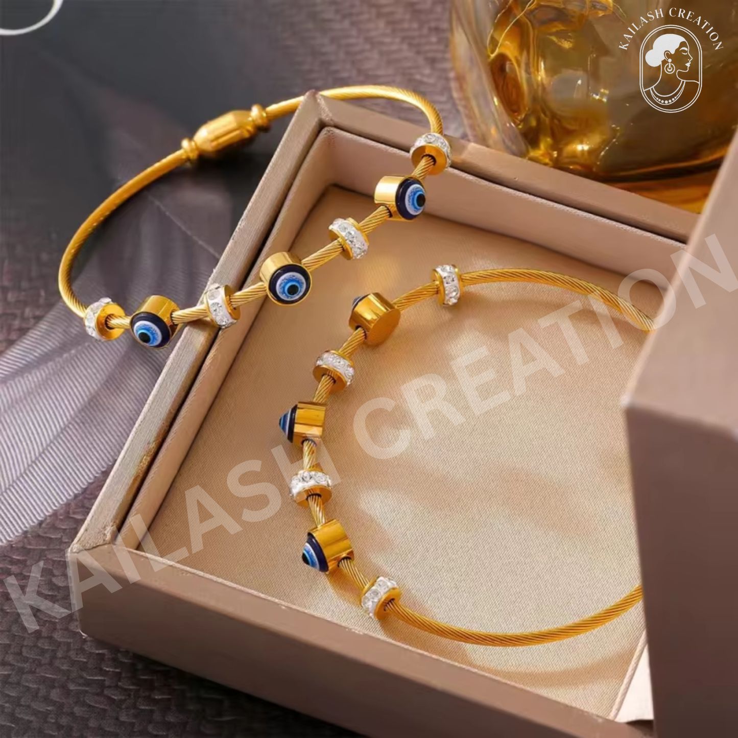 Anti Tarnish 18K Gold Plated Evil Eye Bracelet for Women and Girls
