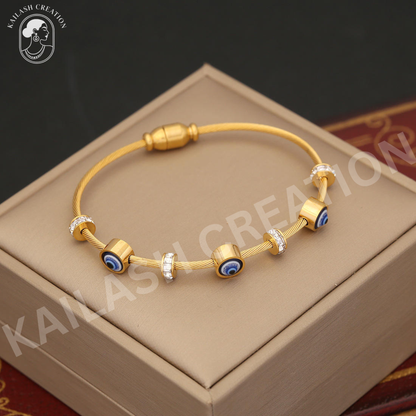 Anti Tarnish 18K Gold Plated Evil Eye Bracelet for Women and Girls