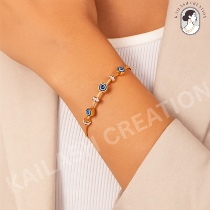 Anti Tarnish 18K Gold Plated Evil Eye Bracelet for Women and Girls