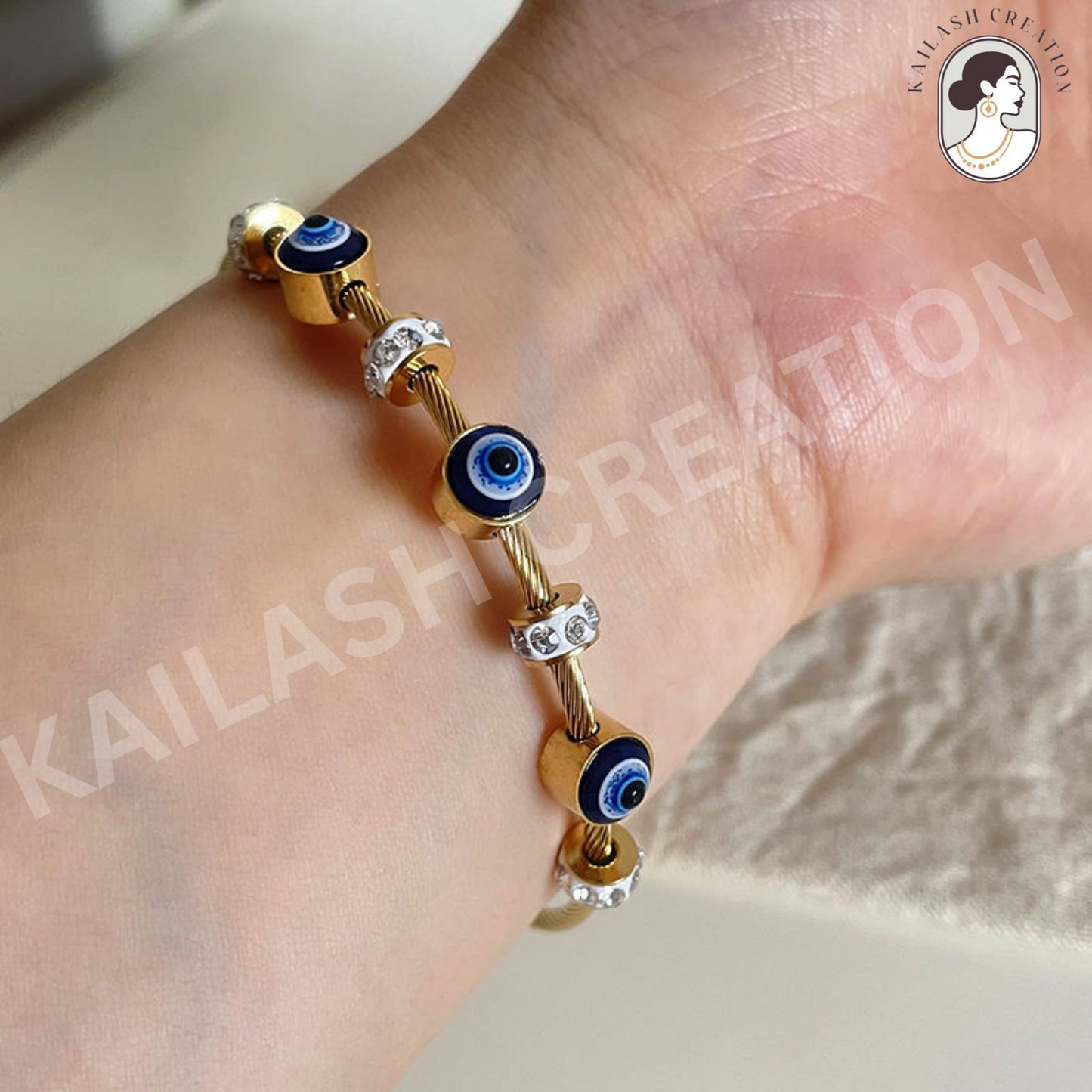 Anti Tarnish 18K Gold Plated Evil Eye Bracelet for Women and Girls