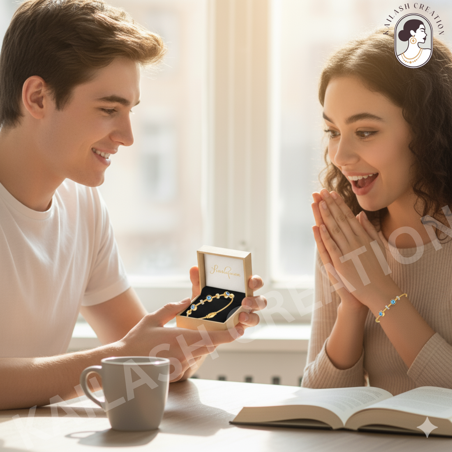 Anti Tarnish 18K Gold Plated Evil Eye Bracelet for Women and Girls