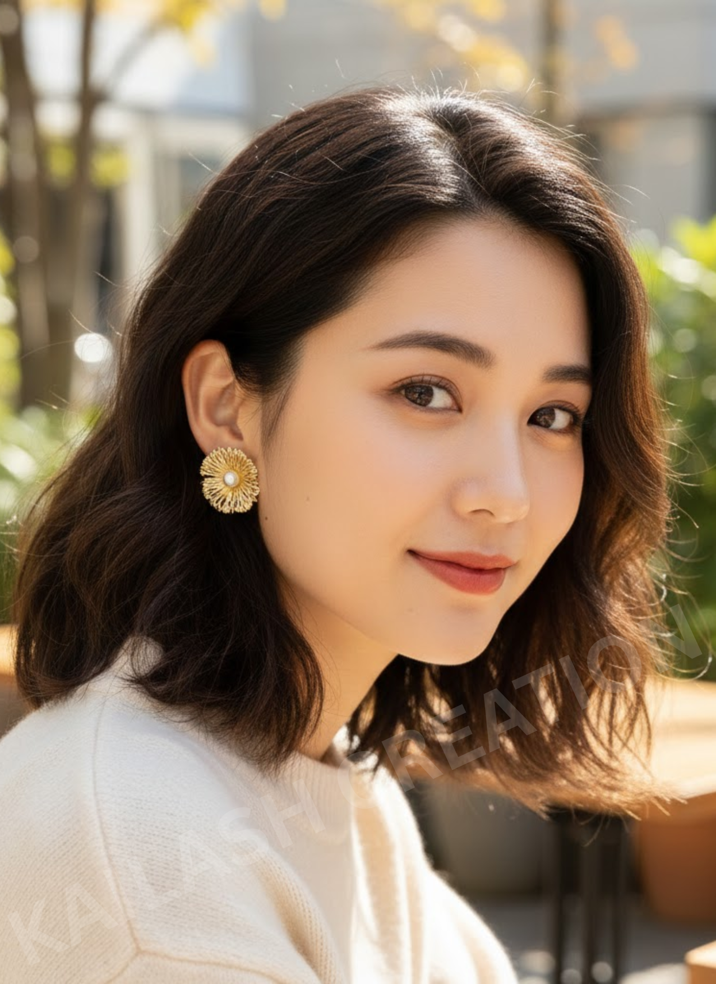 18K Gold Plated Flower Pearl Stud Earrings for Women & Girls Stylish