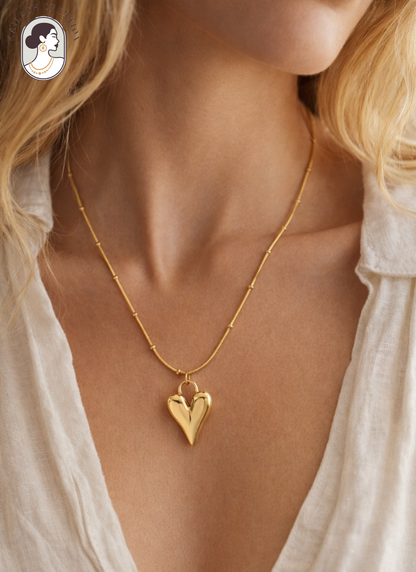 18K Gold Plated Geometric Heart Pendant Necklace