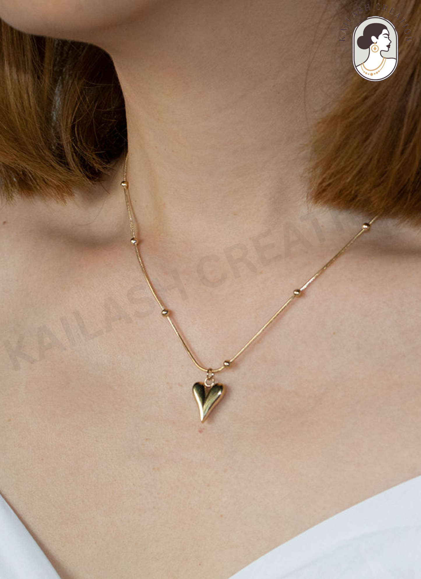 18K Gold Plated Geometric Heart Pendant Necklace