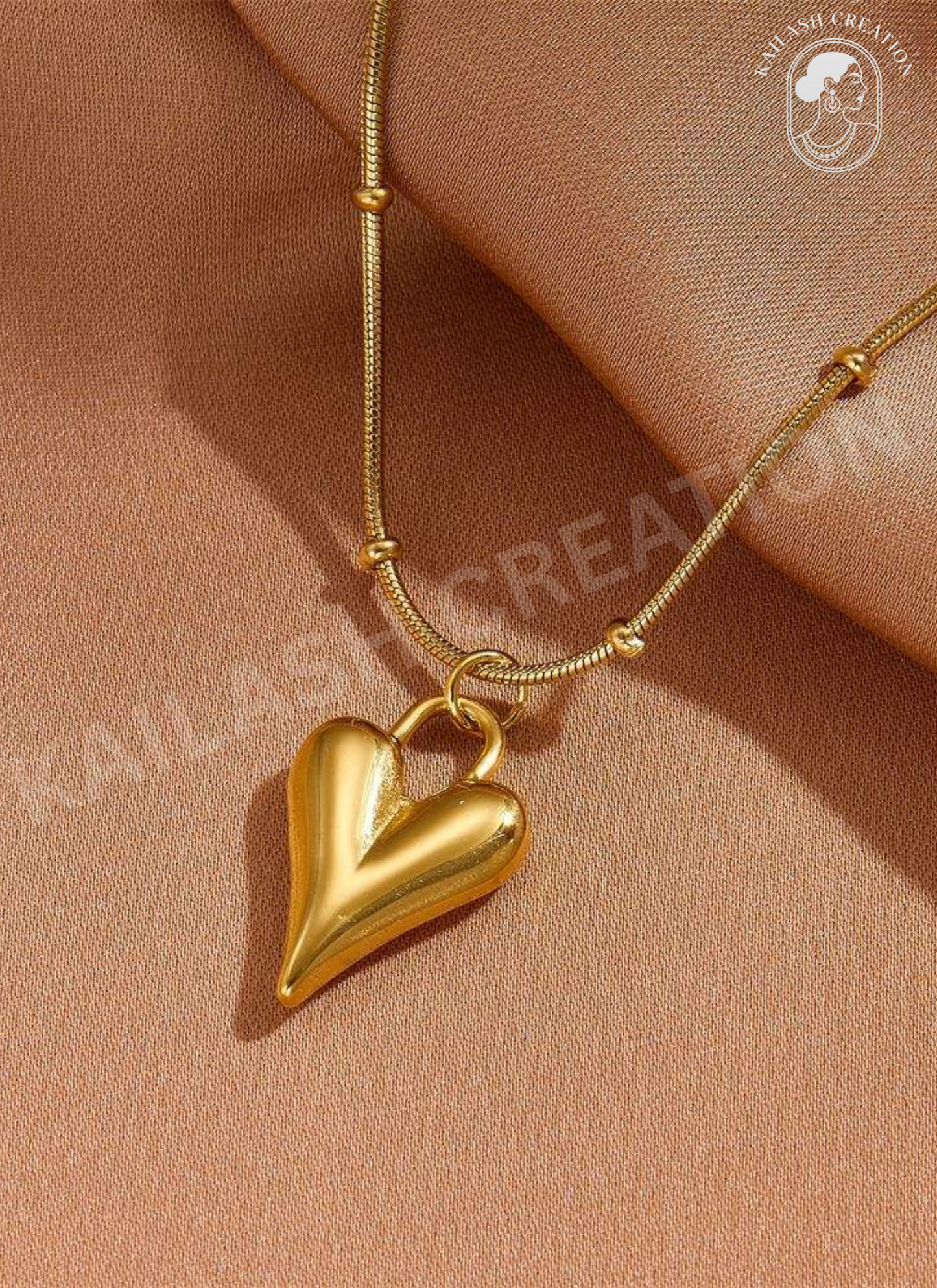 18K Gold Plated Geometric Heart Pendant Necklace