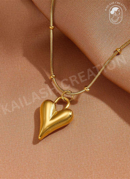 18K Gold Plated Geometric Heart Pendant Necklace