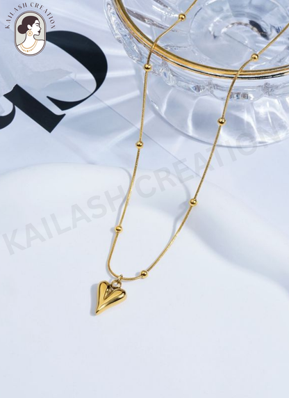 18K Gold Plated Geometric Heart Pendant Necklace