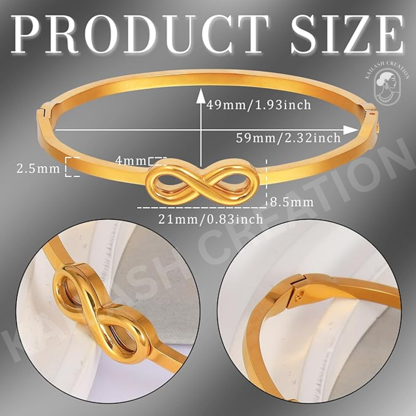 Anti Tarnish 18K Gold Plated Infinity Bracelet for Women and Girls