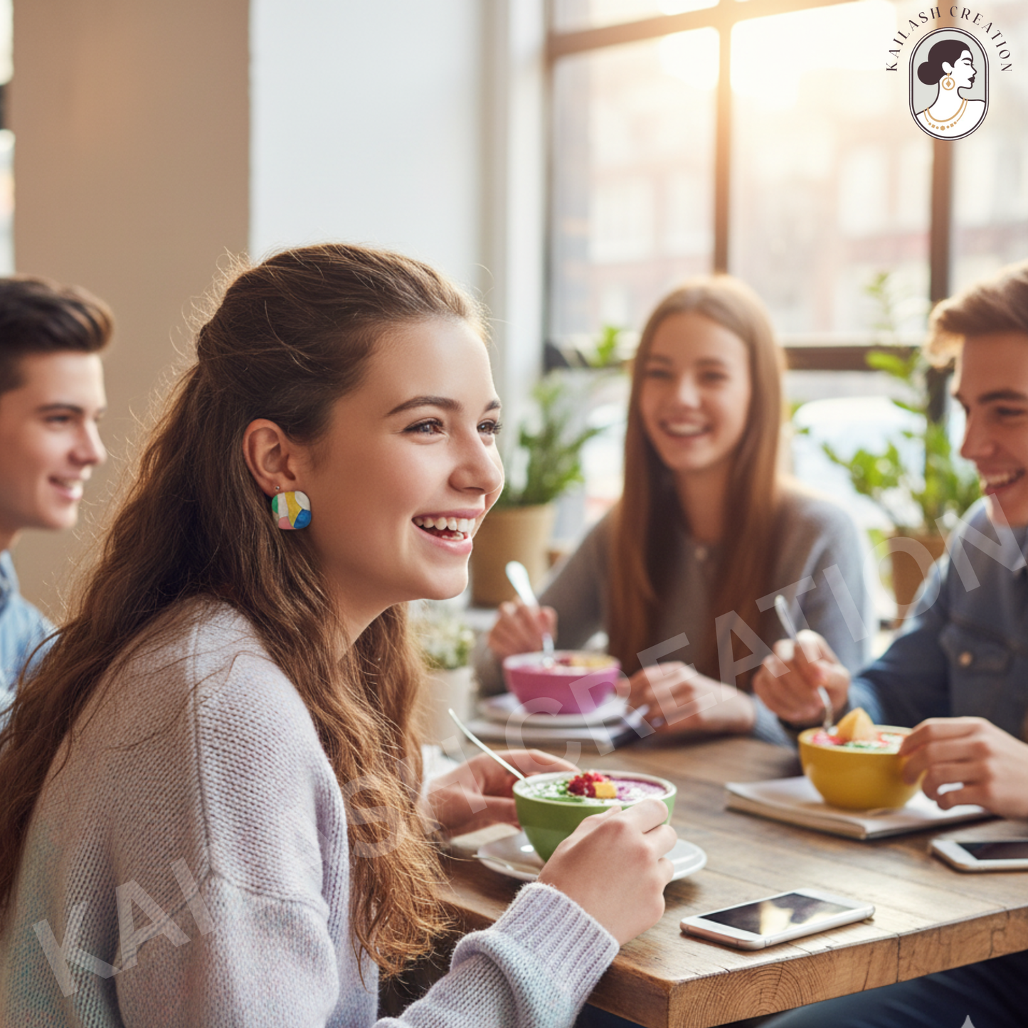 Multi Color Drip Oil  Enamel Square Stud Earrings for Women and Girls