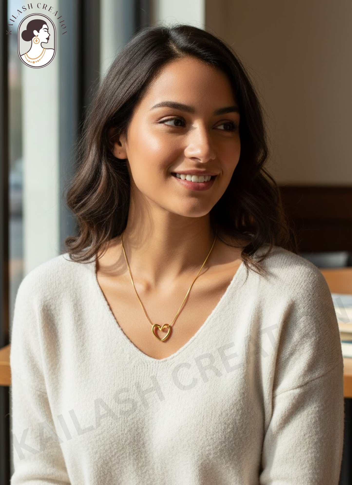 Open Heart Pendant with Adjustable Chain Necklace