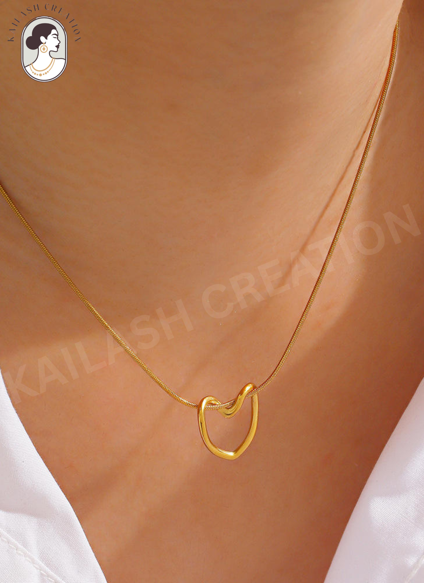 Open Heart Pendant with Adjustable Chain Necklace