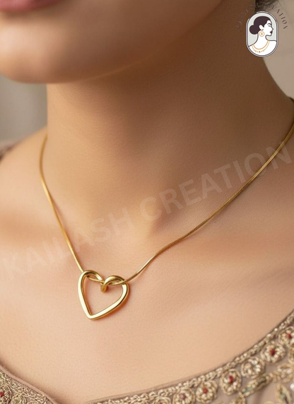 Open Heart Pendant with Adjustable Chain Necklace