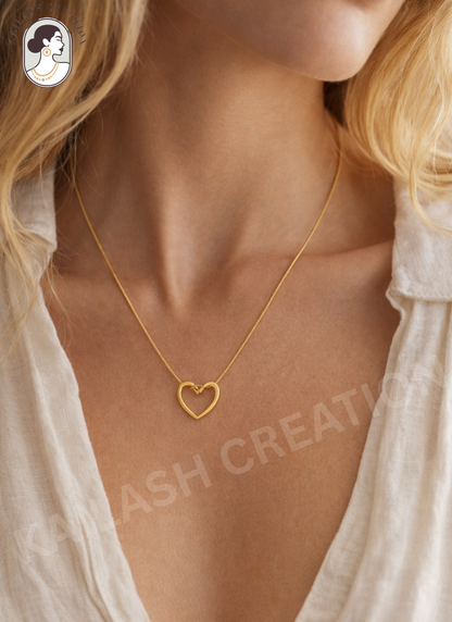 Open Heart Pendant with Adjustable Chain Necklace