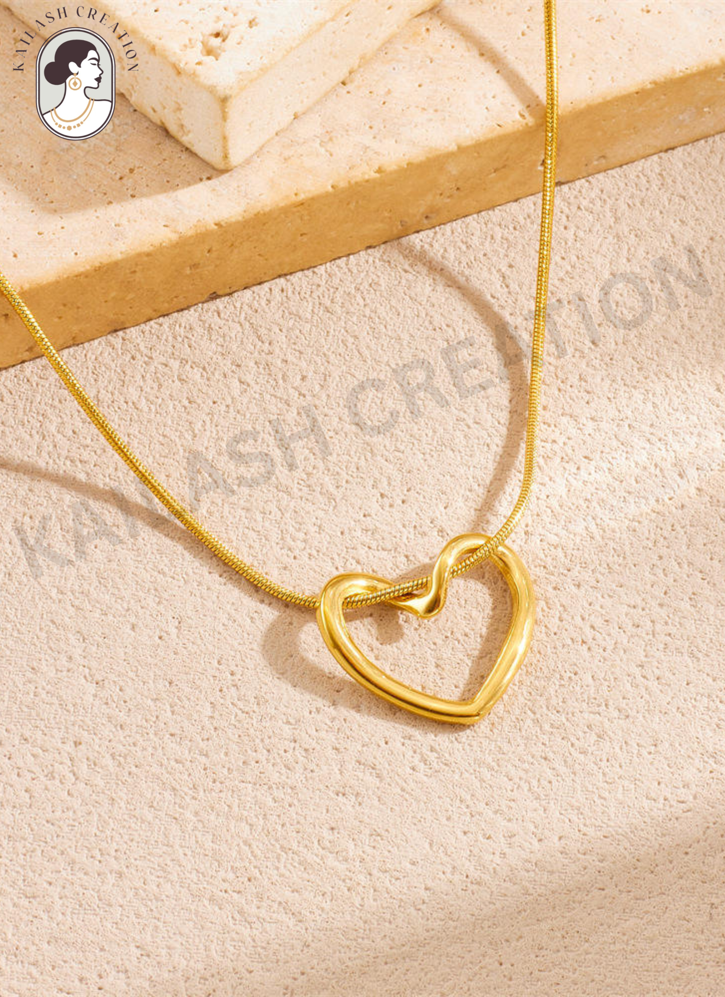 Open Heart Pendant with Adjustable Chain Necklace