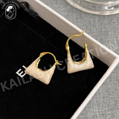 18K Gold Plated Stainless Steel Mini Bag Shape Earrings for Women and Girls