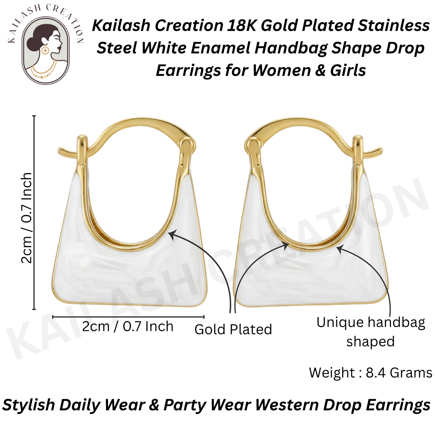18K Gold Plated Stainless Steel Mini Bag Shape Earrings for Women and Girls
