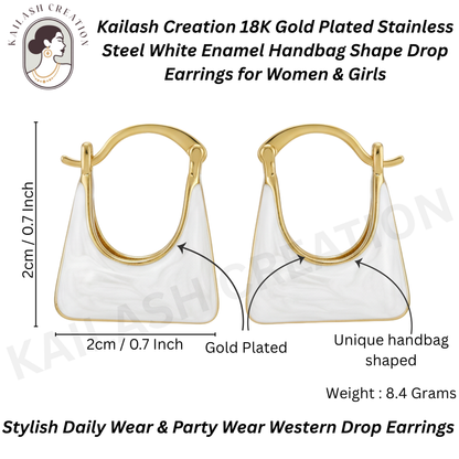 18K Gold Plated Stainless Steel Mini Bag Shape Earrings for Women and Girls