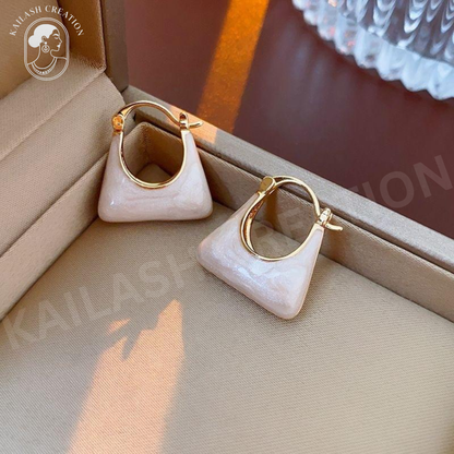 18K Gold Plated Stainless Steel Mini Bag Shape Earrings for Women and Girls