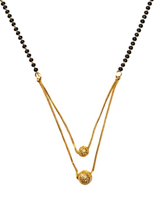 Gold Plated Mangalsutra with Black Beads for women Stylish