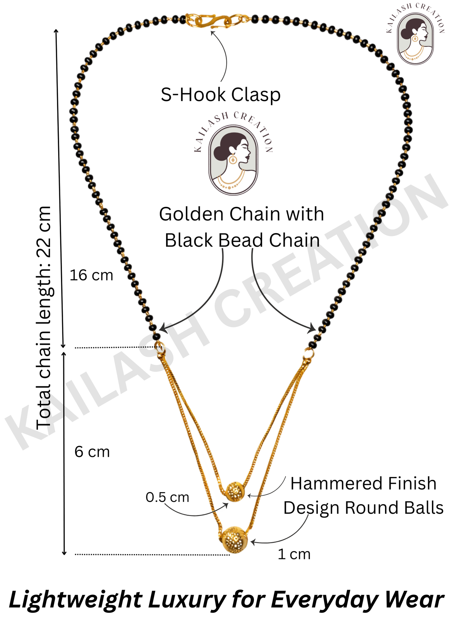 Gold Plated Mangalsutra with Black Beads for women Stylish