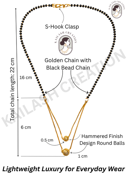 Gold Plated Mangalsutra with Black Beads for women Stylish