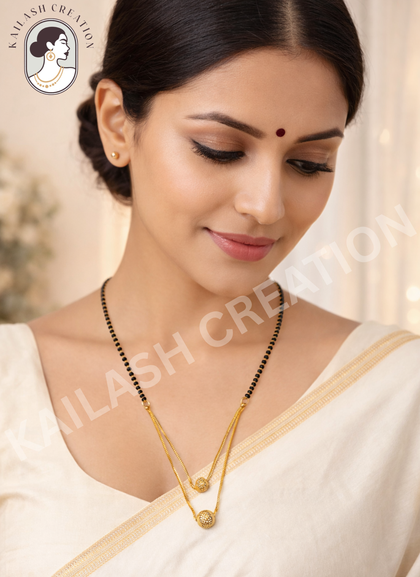 Gold Plated Mangalsutra with Black Beads for women Stylish
