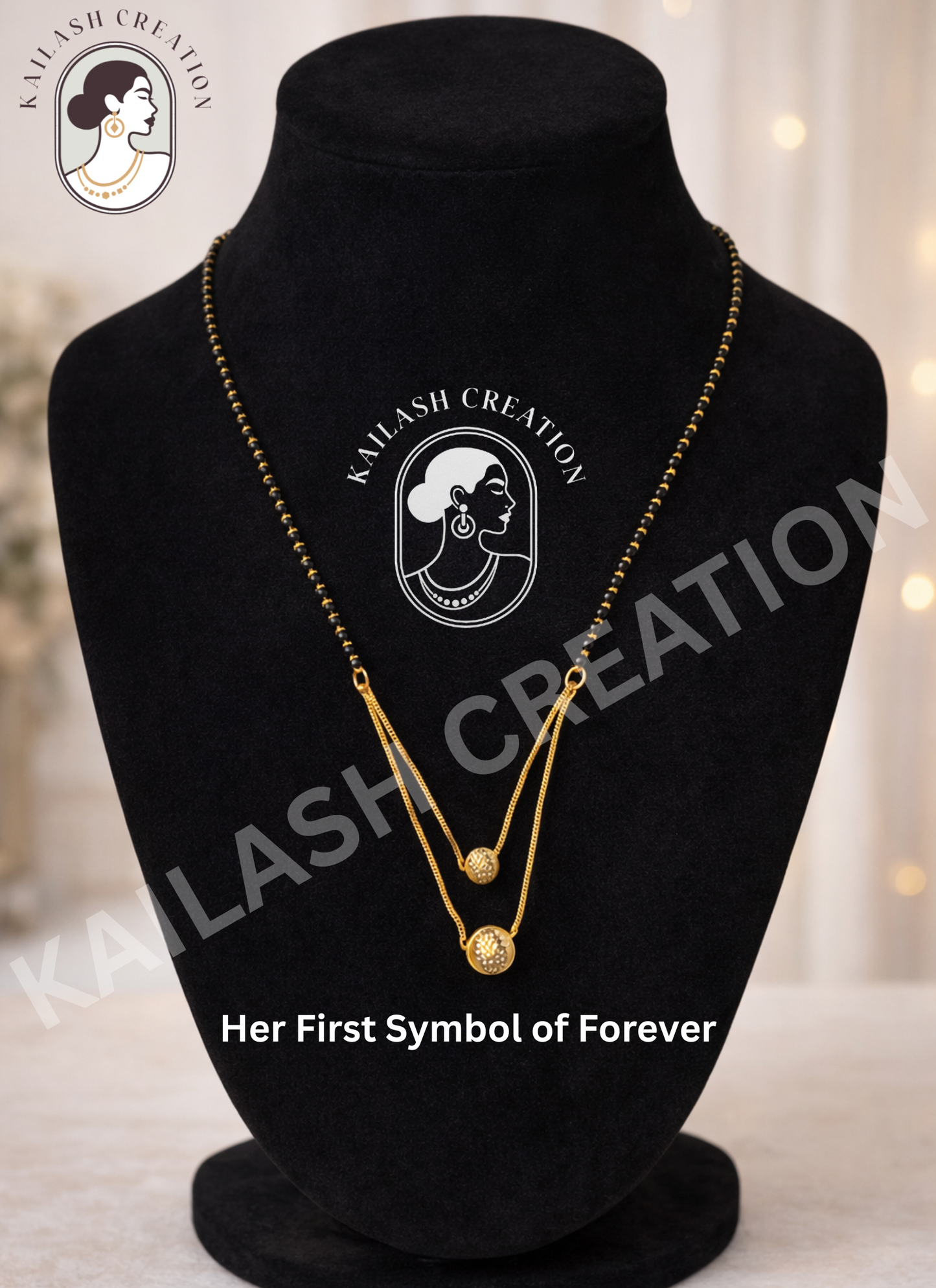 Gold Plated Mangalsutra with Black Beads for women Stylish
