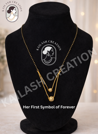 Gold Plated Mangalsutra with Black Beads for women Stylish