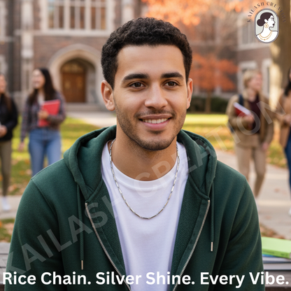 Anti Tarnish 316L Stainless Steel Rice Chain for Men and Boys