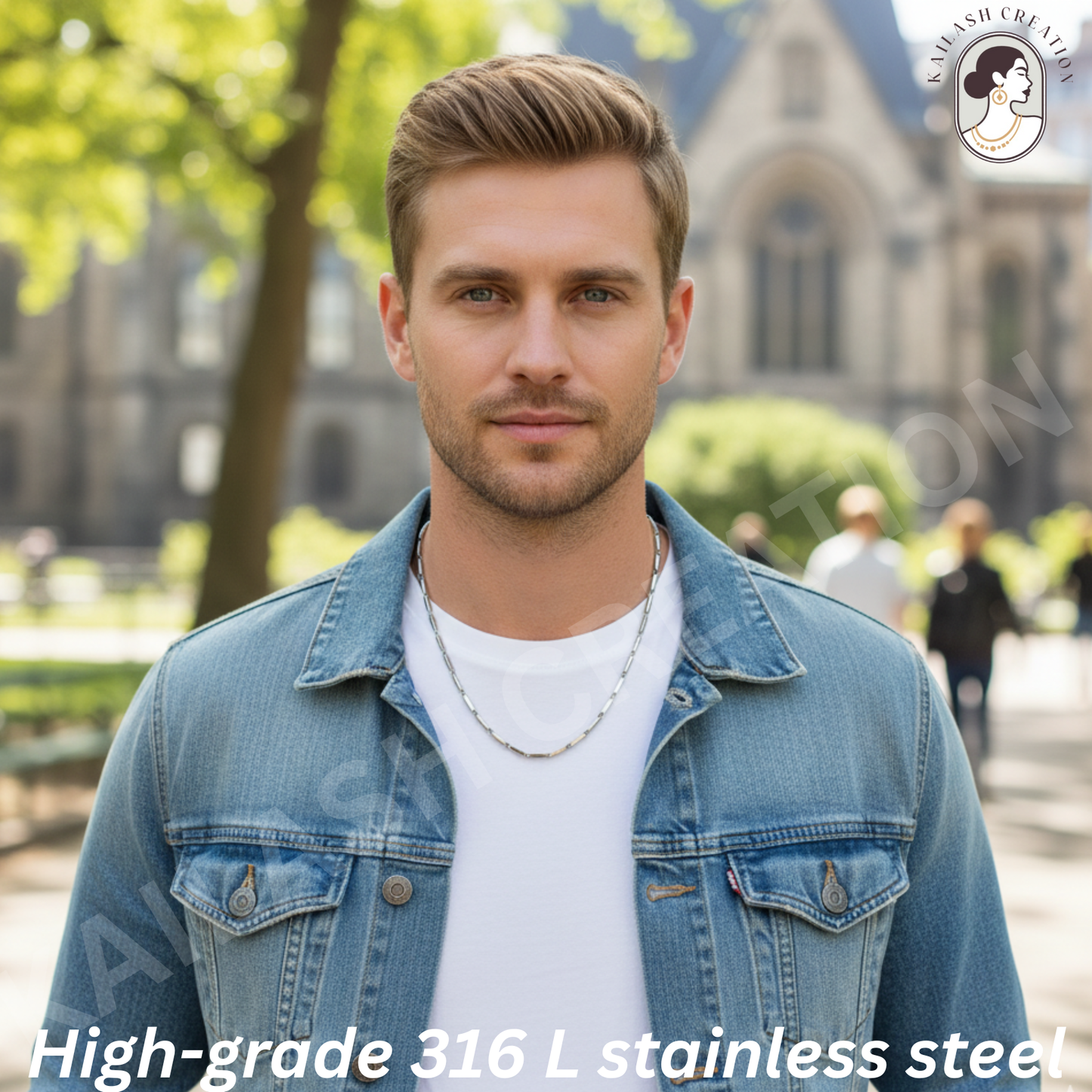 Anti Tarnish 316L Stainless Steel Rice Chain for Men and Boys