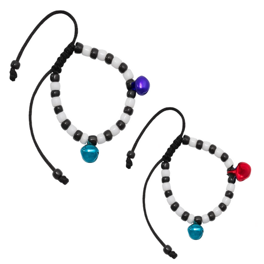 Adjustable Black & White Beads Thread with Multicolor Ghungroo Baby Nazariya Bracelets