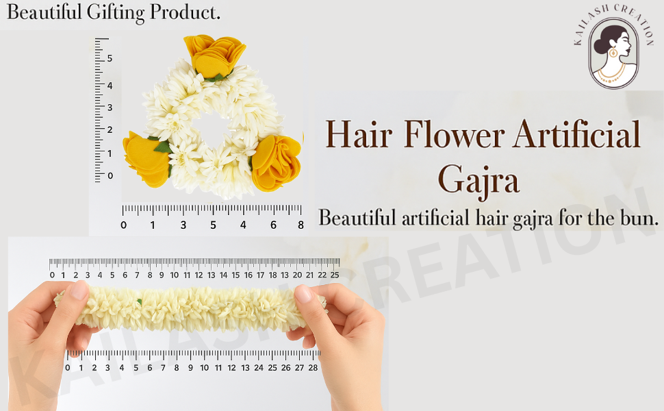 Artificial Mogra Gajra with Scented Jasmine Yellow Flower for Hair Bun & Braids