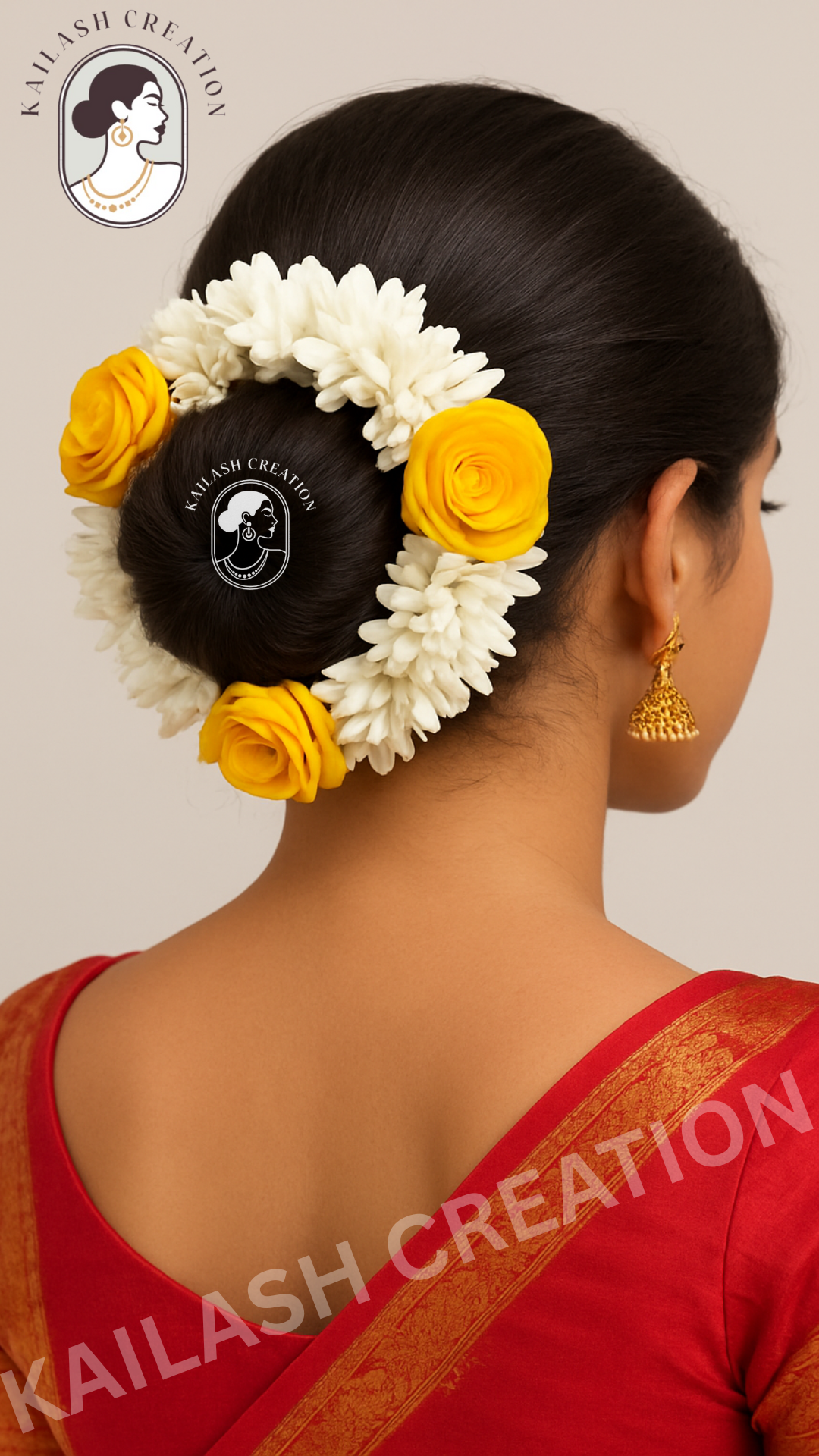 Artificial Mogra Gajra with Scented Jasmine Yellow Flower for Hair Bun & Braids