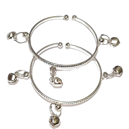Silver Plated Adjustable Ghungroo Kada Bracelet for NewBorn and Toddler