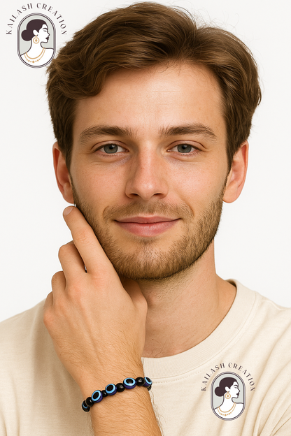 Black and Blue Evil Eye Bracelet for Men & Women