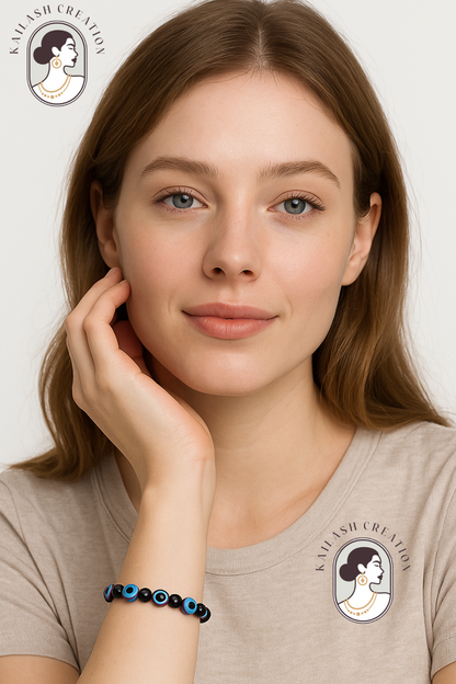 Black and Blue Evil Eye Bracelet for Men & Women