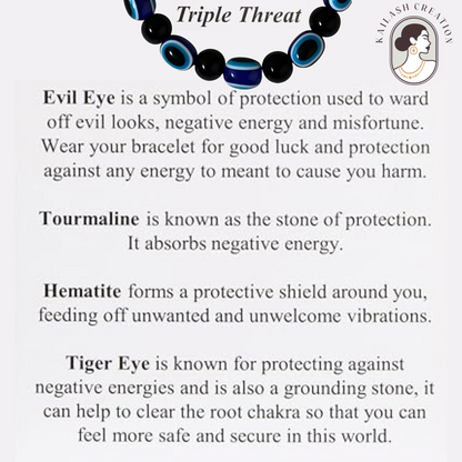 Black & Milky White Evil Eye Bracelet Beads Set for Men & Women