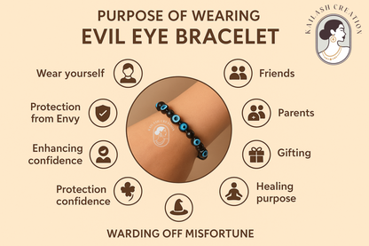Black & Milky White Evil Eye Bracelet Beads Set for Men & Women